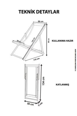 Mavi Bahçe Katlanabilir Şezlong (fırınlanmış Gürgen Ağacı, Süet Kumaş) - 6