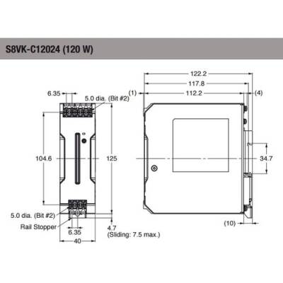 OMRON S8VKC12024 Kitap Tipi Güç Beslemesi, LITE, 120 W, 24VDC, 5 A, DIN ray montajı - 2