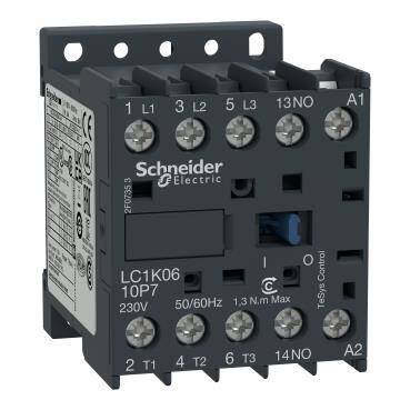 Schneider Electric LC1K0610F7, TeSys K kontaktör - 3P(3 NA) - AC-3 - <= 440 V 6 A - 110 V AC bobin - 1