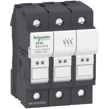 Schneider Electric DF83, Sigorta taşıyıcısı TeSys DF, 3P 25A, sigorta boyutu 8,5x31,5 mm - 1