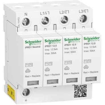 Schneider A9L16482 Modüler Parafudr, Acti9 iPRD1 12.5, 3 P + N, 350 V, Uzaktan Transferli - 1