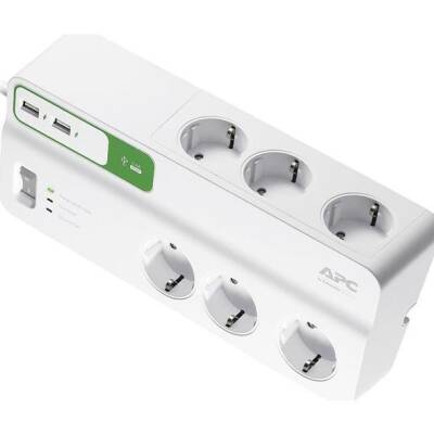 Schneider APC PM6U-GR 230V 6lı 2 Usb Hızlı Şarj Çıkışlı Akım Korumalı Priz - 1