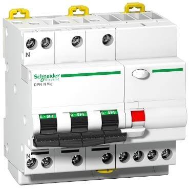 Schneider Electric A9D31725, 25 Amper, 30mA, Trifaze, C Tipi, Kaçak Akım Korumalı Otomatik Sigorta, 4 Kutuplu (3Faz+Nötr), 6 kA - 1