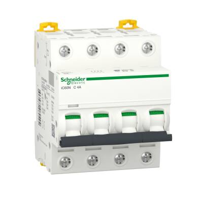 Schneider Electric A9F74404, 4 Amper, 4 Fazlı, C Tipi, Otomatik Sigorta, 6 kA, C4x4 - 1