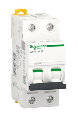 Schneider Electric A9F75203, iC60N - minyatür devre kesici - 2P - 3A - D eğrisi - 1