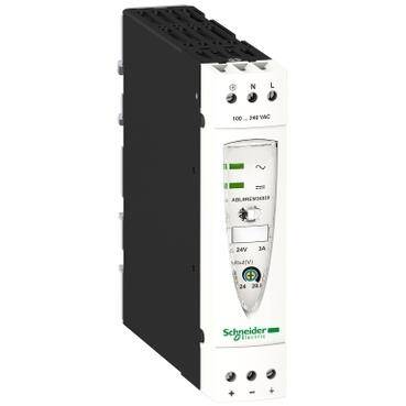 Schneider Electric ABL8REM24030, Regulated Switch Power Supply, 1 or 2-phase, 100..240V AC, 24V, 3 A - 1