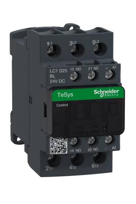 Schneider Electric LC1D25BL, 25 Amper, 11 kW, Güç Kontaktörü, 24 Volt DC, 3 Kutuplu, 1NA+1NK - 1