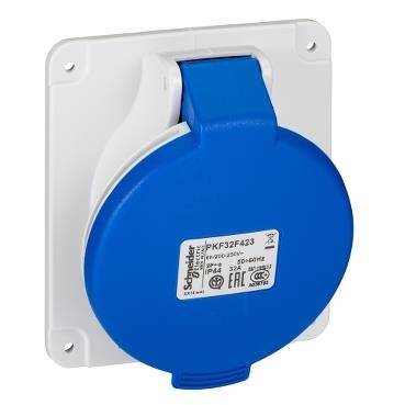 Schneider Electric PKF32F423, Eğik Makina Prizi, 3x32 Amper, Monofaze, 2P+T, IP44, Vidalı Bağlantı - 1