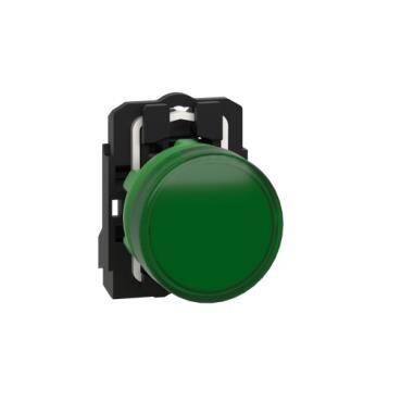 Schneider Electric XB5AVB3, 24V entegre LED'li yeşil eksiksiz pilot ışığı Ø22 düz lens - 1