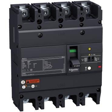 Schneider Electric EZCV250H4100, 100 Amper, 36 kA, 4 Kutuplu, Kaçak Akım Korumalı Kompakt Şalter, EZCV250H, TM100D Korumalı - 1