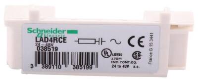 Schneider Electric LAD4RCE, TeSys D Kontaktörler İçin RC Filtre Devresi, 24-48 Volt AC, LC1D09-38 - 1