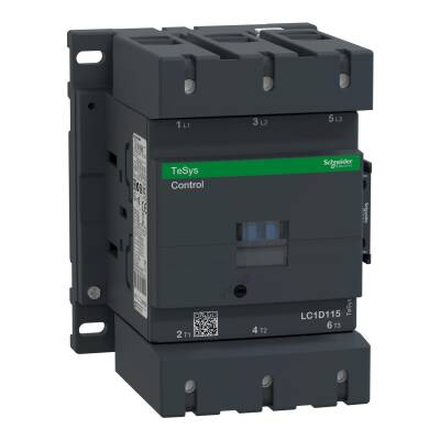 Schneider Electric LC1D115FD, 115 Amper, 55 kW, Güç Kontaktörü, 110 Volt DC, 3 Kutuplu, 1NA+1NK - 1