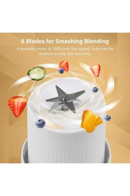 Taşınabilir 350 ML Blender, Smoothie Blender, Şarjlı Mini Meyve Karıştırıcı, Milkshake İşlevli - 6